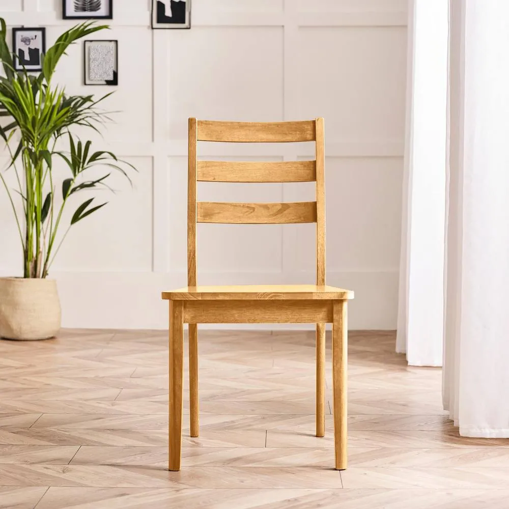 FurnitureboxUK 2x Lynton Oak Effect Wooden Dining Chairs in Light Brown 3