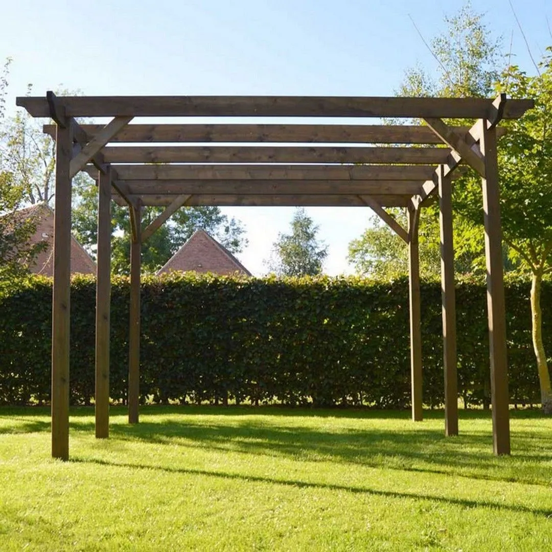 Rutland County Garden Furniture Ltd Garden Pergola 6 Posts - Wood - L480 x W780 x H270 cm - Light Green in Brown 3