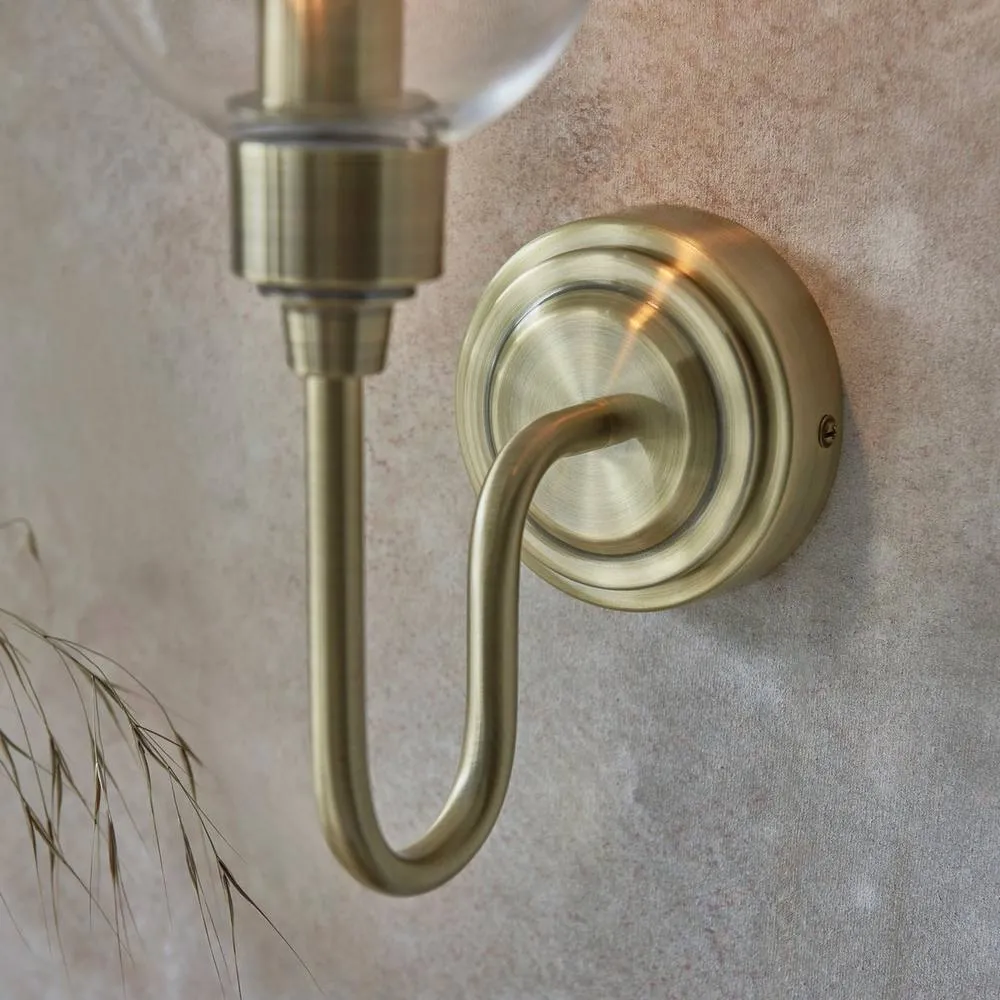 Netlighting Livorno Batten Antique Brass Plate Clear Glass in Bronze 6