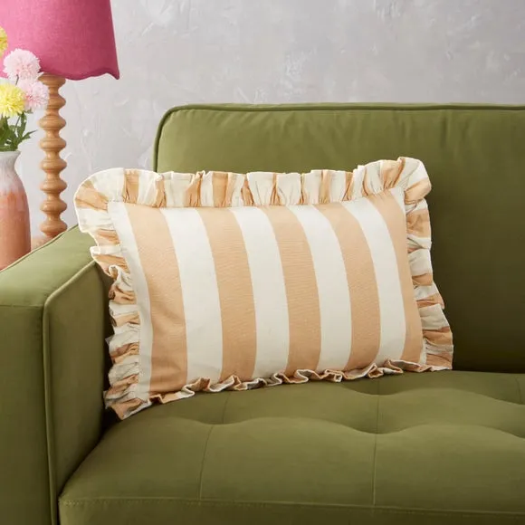 Frilled Stripe Rectangle Cushion Cover 1