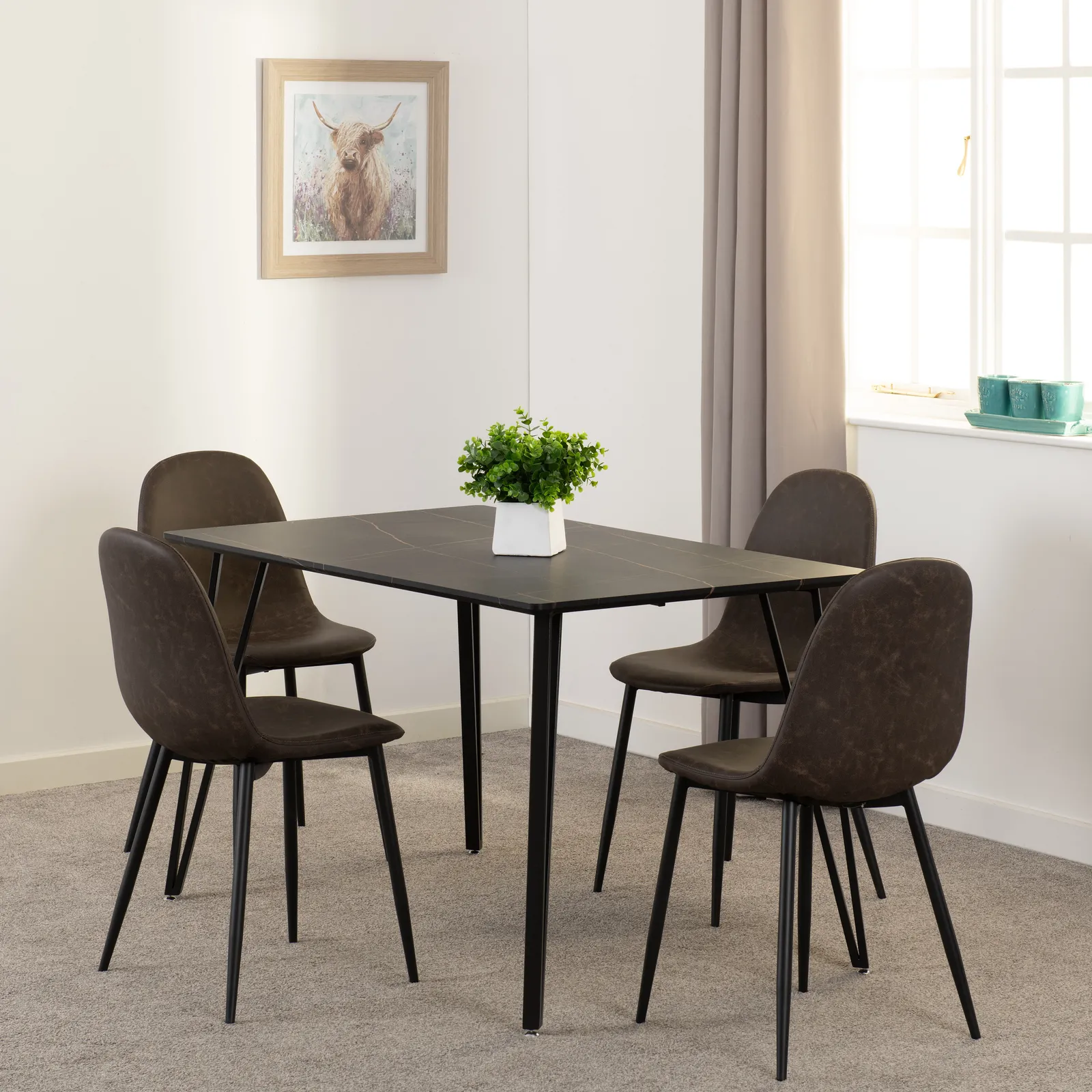 Seconique Marlow & Athens Dining Set in Brown