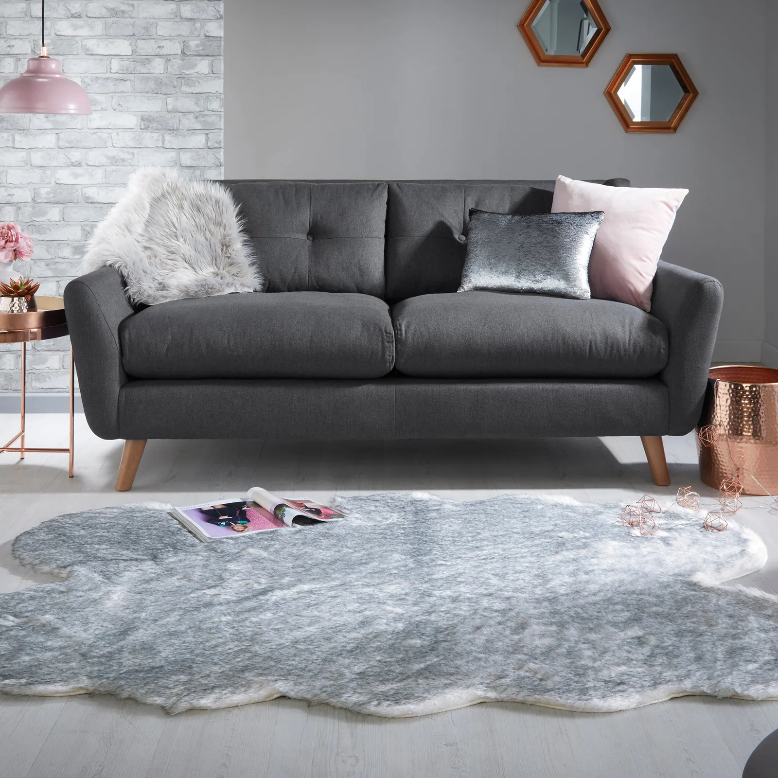 Copenhagen Quad Faux Fur Rug Copenhagen Natural