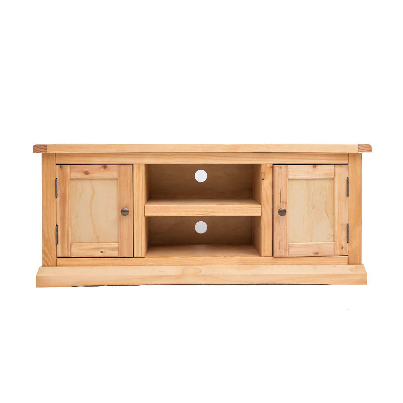 Cabinet Bits Lucca Waxed 2 Door TV Cabinet Brass Knob in Light Brown