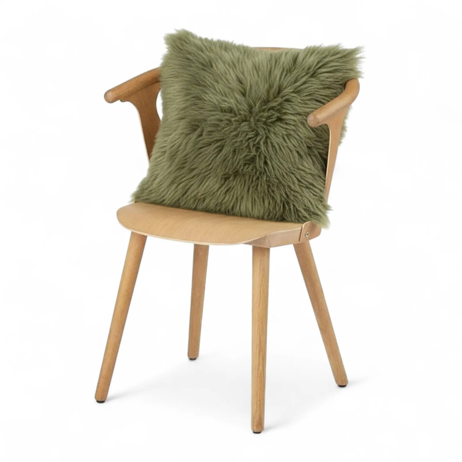 Infinity Leather Luxury Genuine Sheepskin 40x40cm Real Wool Single Sided Cushion in Green