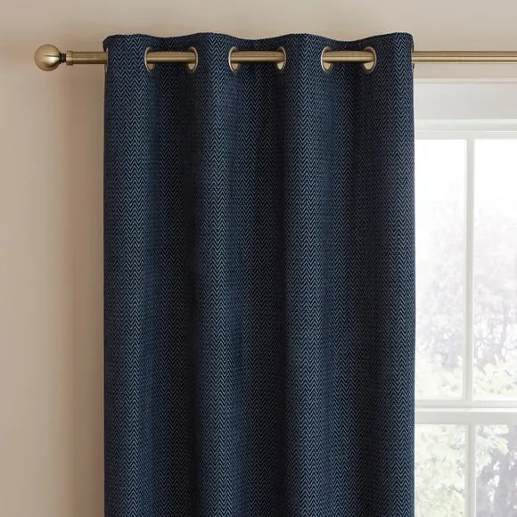 Herringbone Chenille Thermal Eyelet Curtains