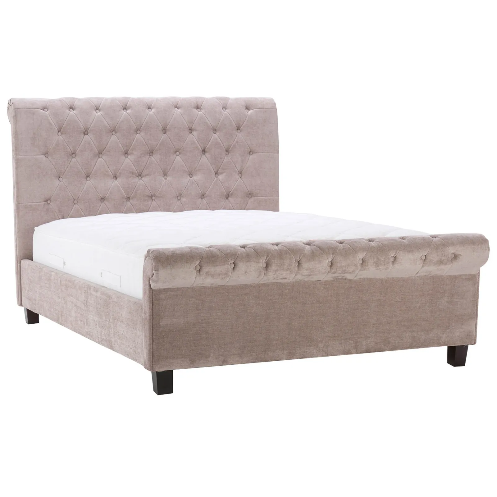 Orbit Mink Velvet Upholstered Bed Frame Brown