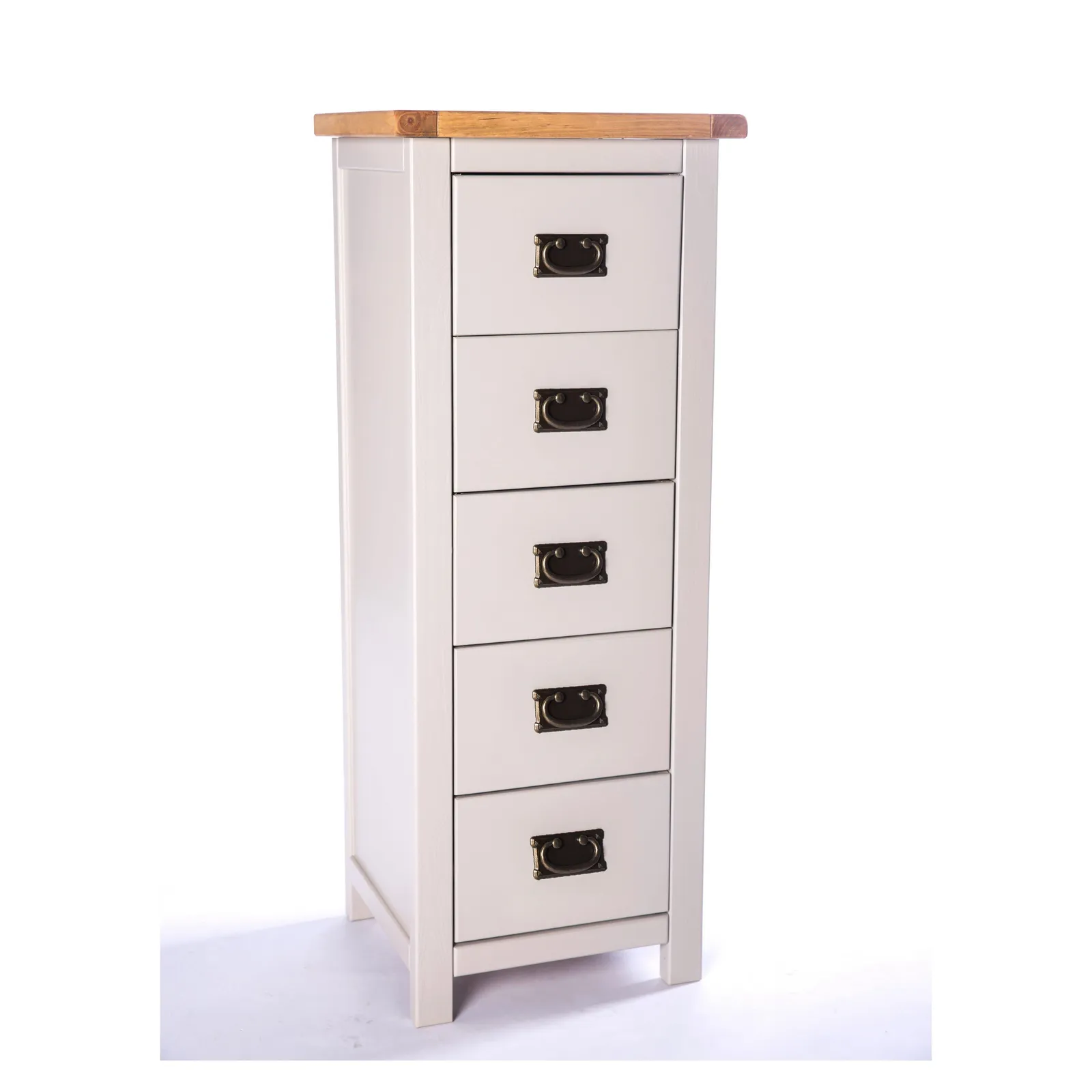 Cabinet Bits Argenta 5 Drawer Narrow Chest of Drawers Bras Drop Handle in Light Grey 2
