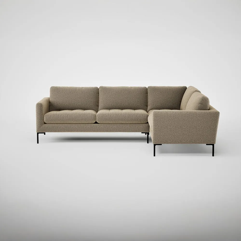 Heal's Eton Right Hand Facing Corner Sofa Boucle Velvet Rocky Black Feet 1