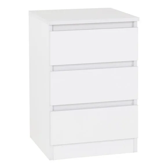 Return - Walker 3 Drawer Bedside Table, White
