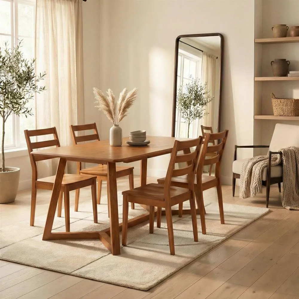 FurnitureboxUK Lulworth Walnut Effect Wood Dining Table 4 Walnut Lynton Chairs in Brown