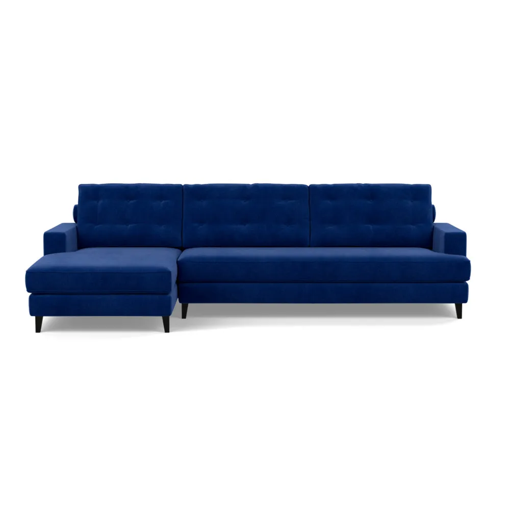 Heal's Mistral Left Hand Facing Corner Sofa Smart Luxe Velvet Azure Black