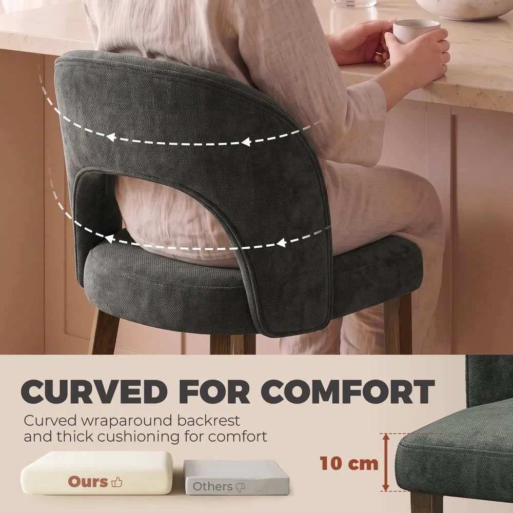 HOMCOM Modern Dining Chairs Set of 2 with Padded Seat, Backrest, Dark Grey 5