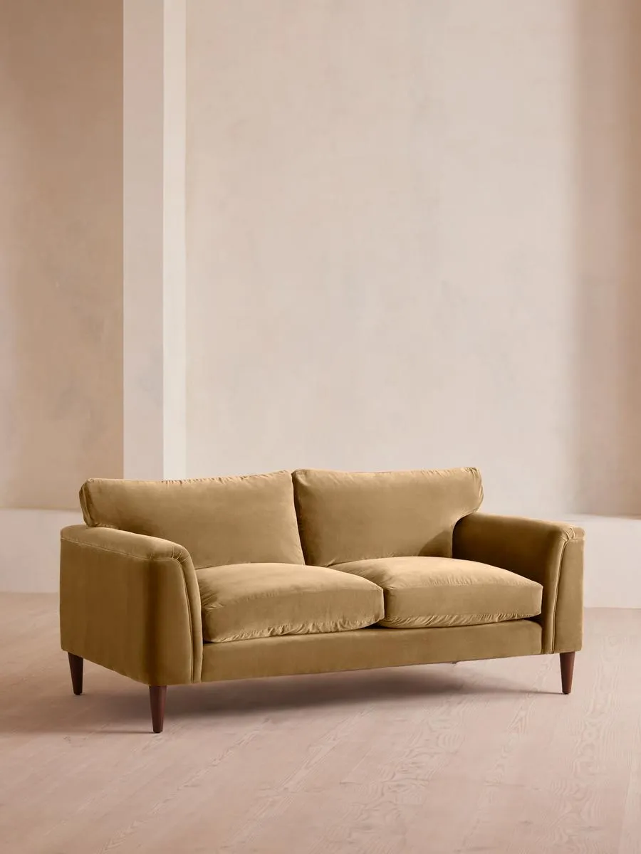 Reya Two Seater Sofa, Velvet, Camel