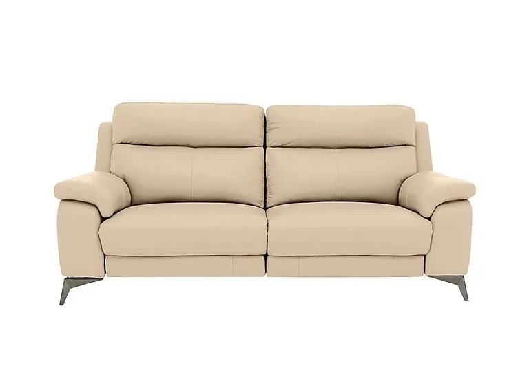Missouri 3 Seater Leather Recliner Sofa with Power Headrest - BV Bisque