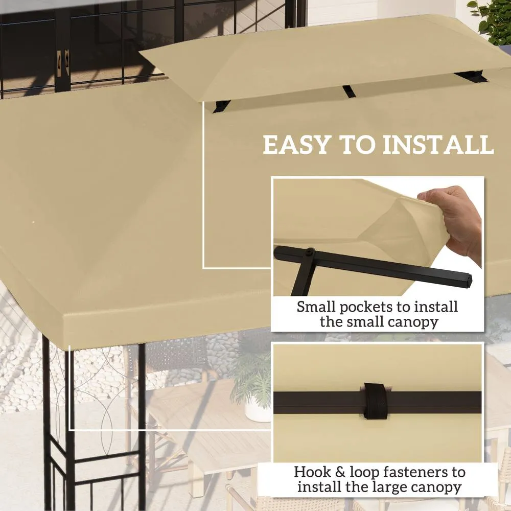 OUTSUNNY 3x4m Gazebo Replacement Roof Canopy 2 Tier Top UV Cover Cream White 5