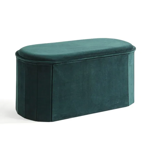 Recycled Velour Lozenge Ottoman with Tray 4