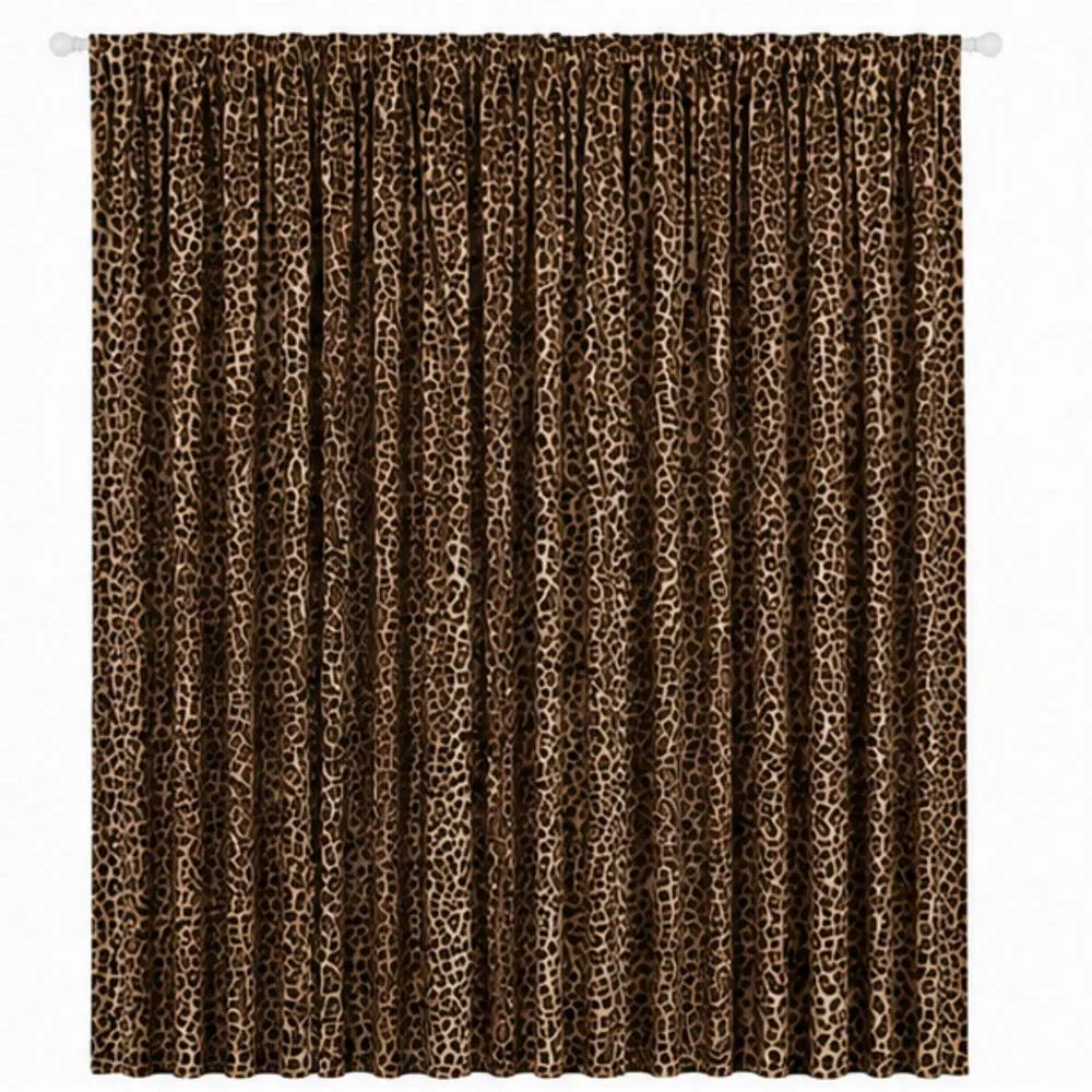 Smart Living Luxury Elegant Polycotton Lepord Print Curtains in Light Brown 3