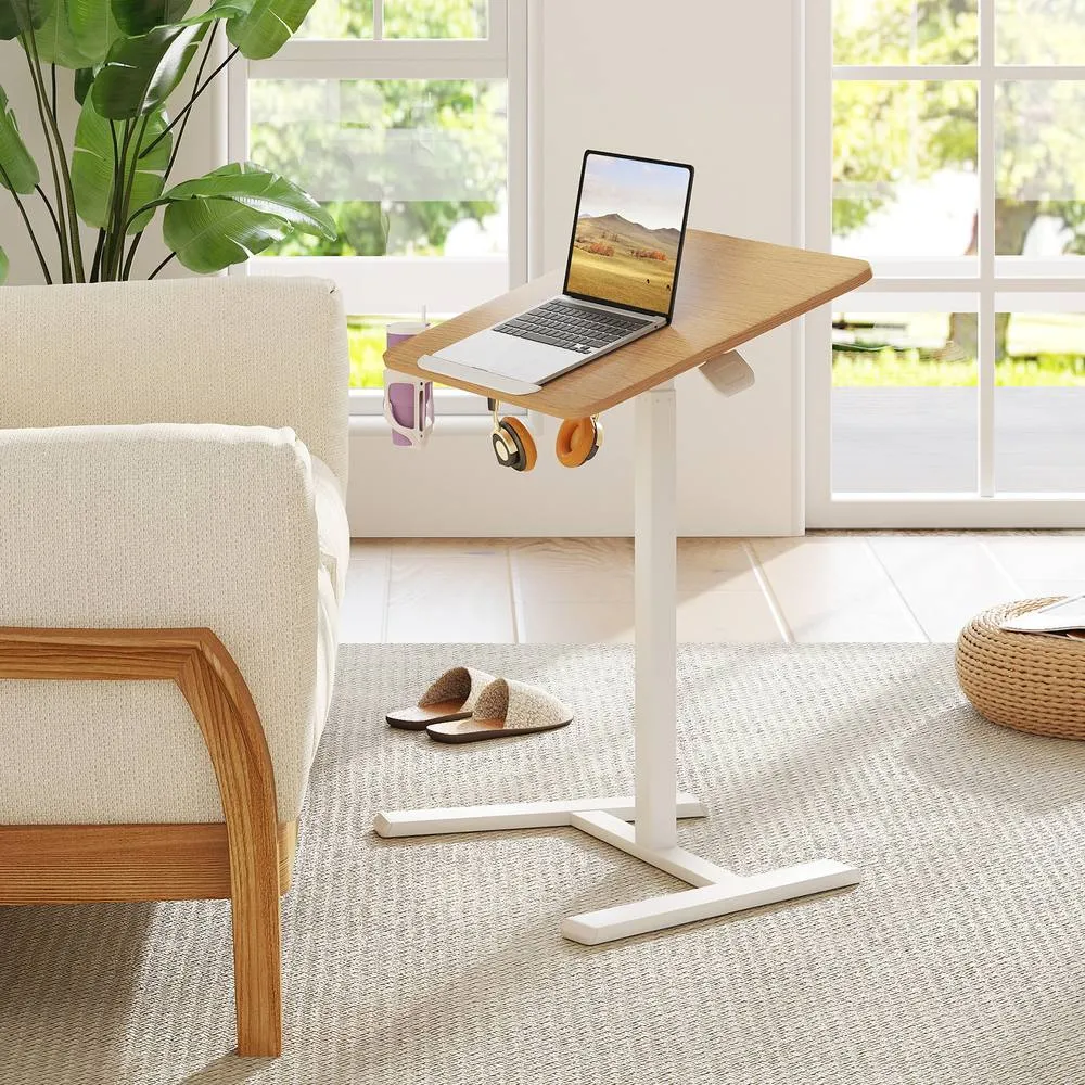 Costway Foldable Mobile Standing Desk Height Adjustable Sit Stand Desk-Natural in Natural 2