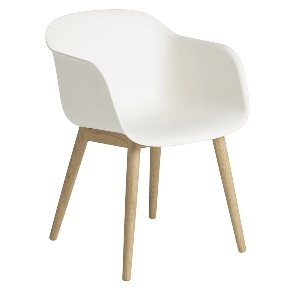 Muuto Fiber Armchair Wood Base Normal Shell Natural White/Oak 3