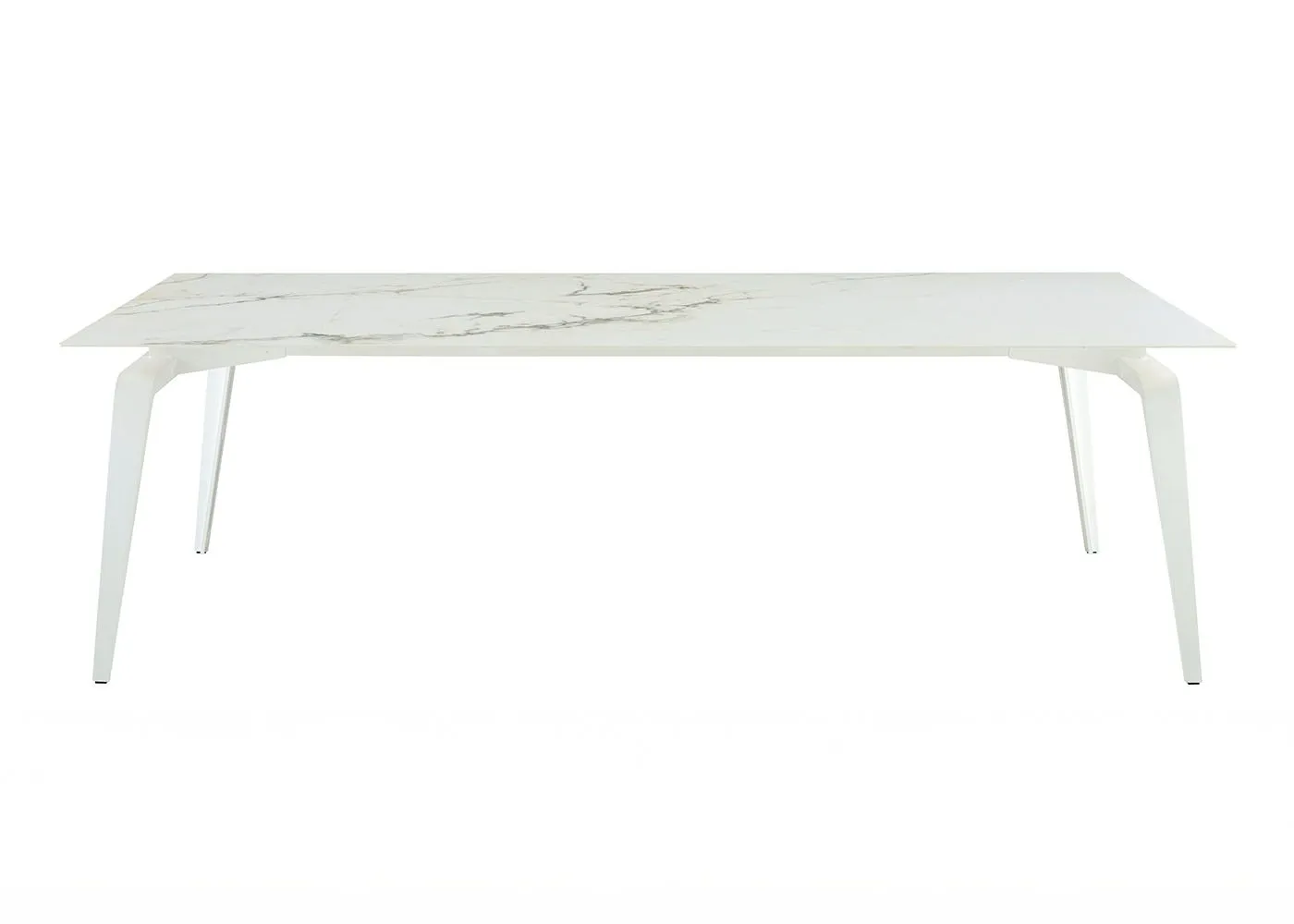 Ligne Roset Odessa Rectangular Dining Table White Marble Effect White Legs 180 x 98cm
