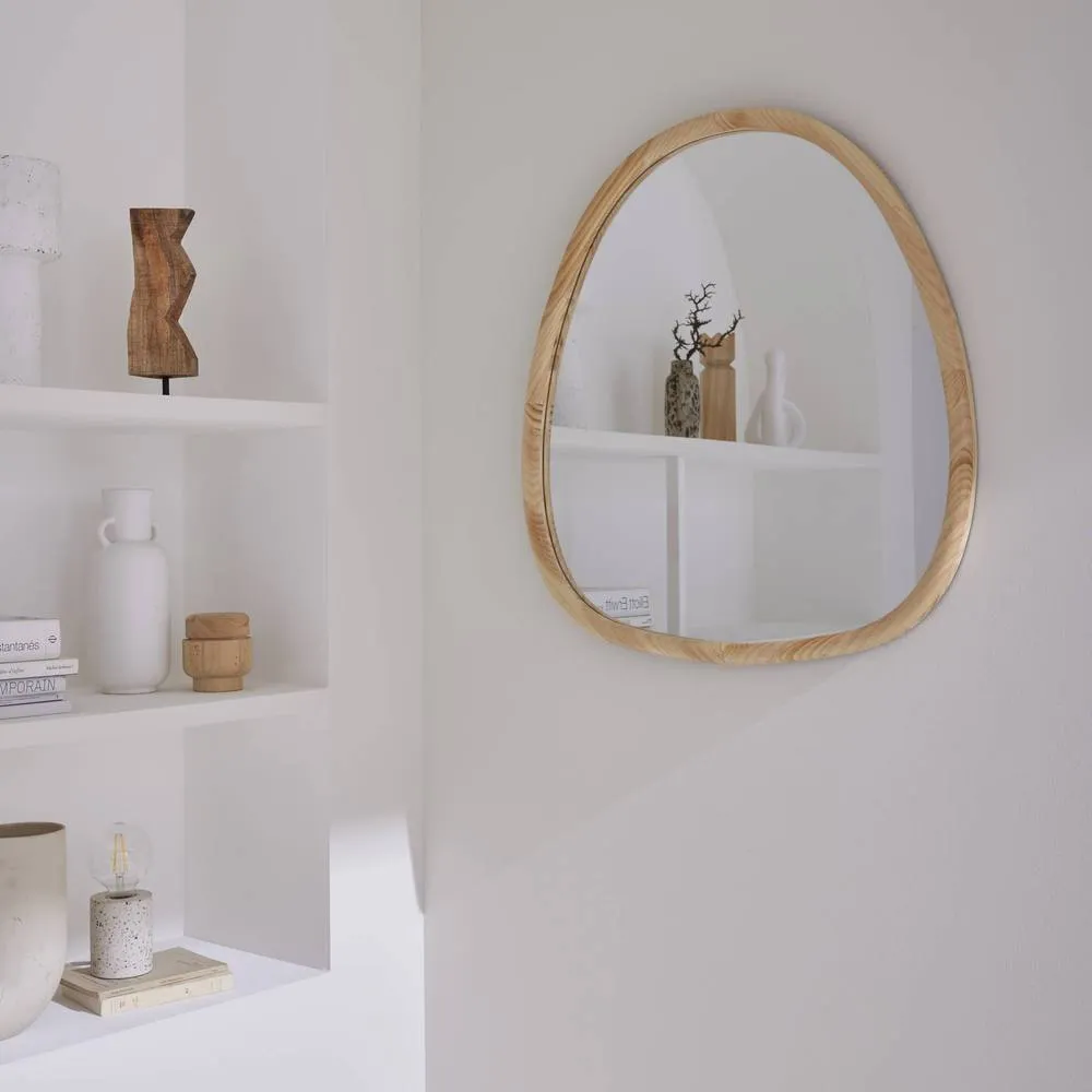 sweeek 75cm oval wooden mirror in Beige 3