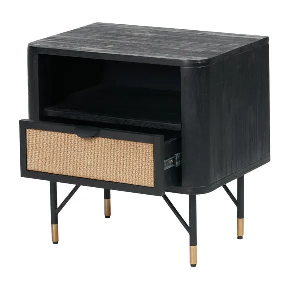 Fiji Bedside Table, Acacia Wood and Rattan 6