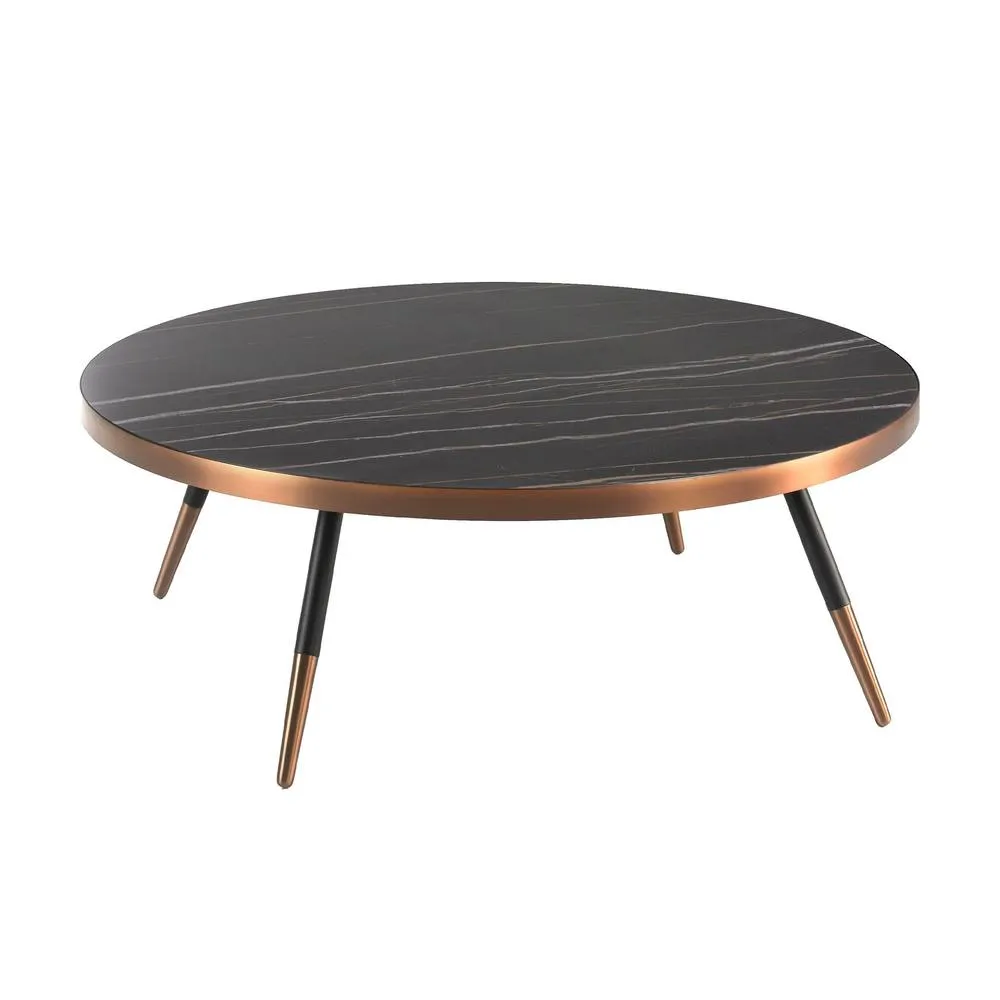 Angel Cerda Round Coffee Table 90x30 cm Black Porcelain Marble