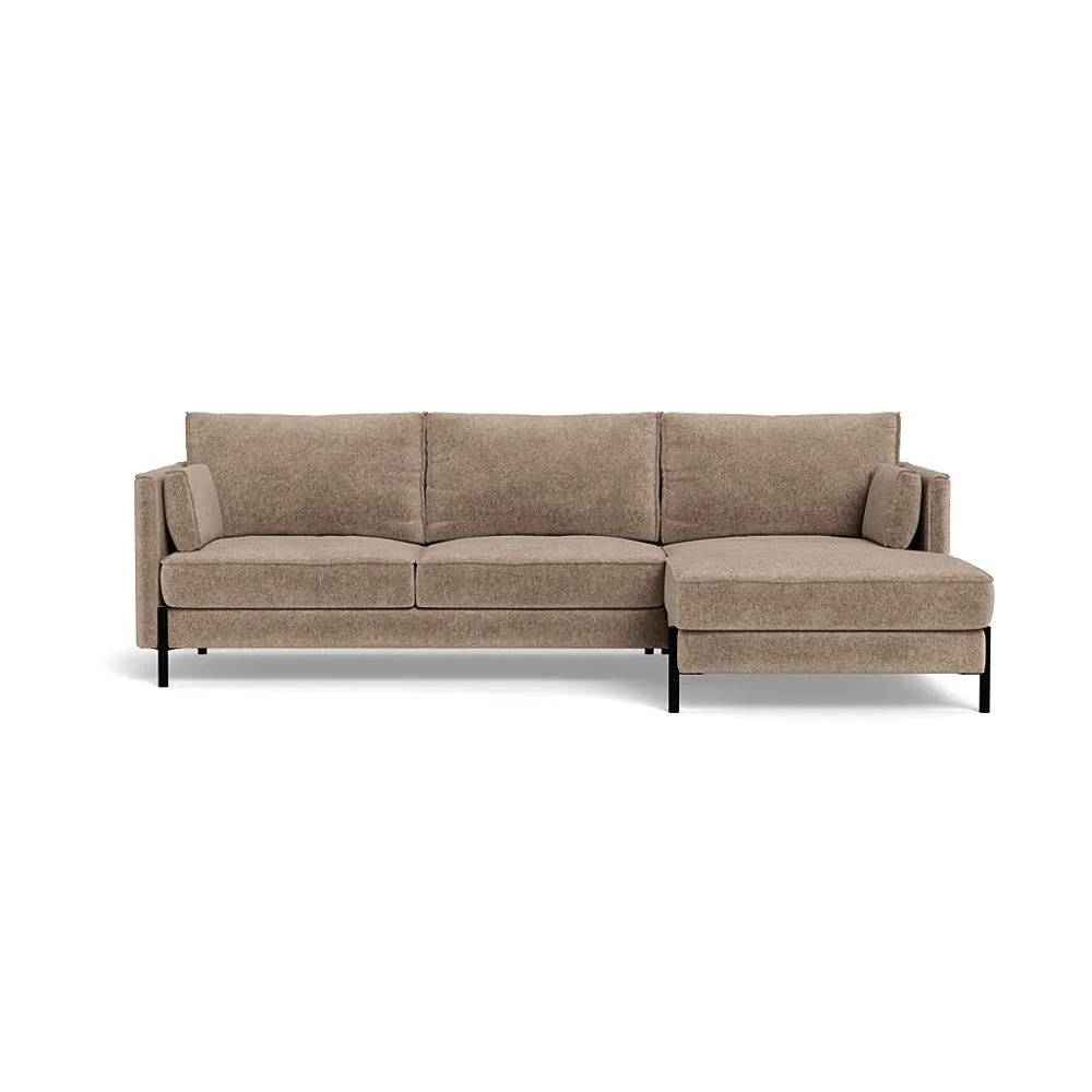 Heal's Tortona Right Hand Facing 4 Seater Corner Chaise Velvet Boucle Rocky Black Feet 1