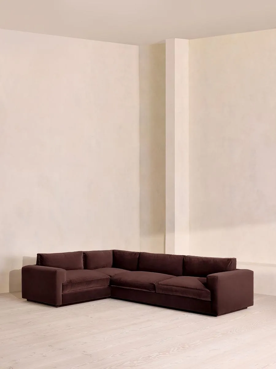 Mossley Right L-Shape Sofa, Velvet, Aubergine