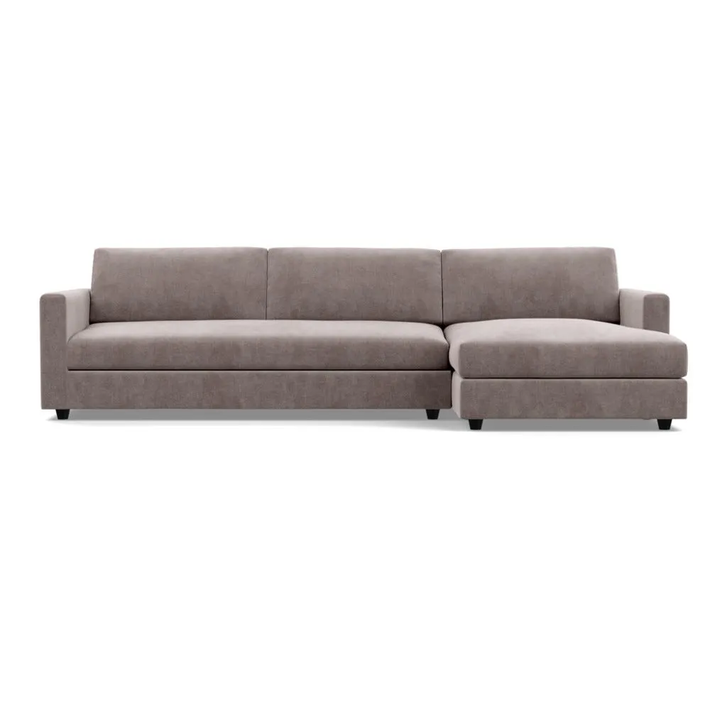 Heal's Nimbus II 4 Seater RHF Corner Chaise Smart Luxe Velvet Mushroom Black Feet 1