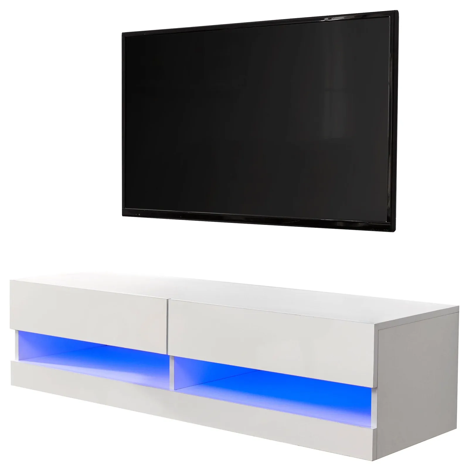 GFW Galicia 120cm Wall TV Unit with LED in White 2