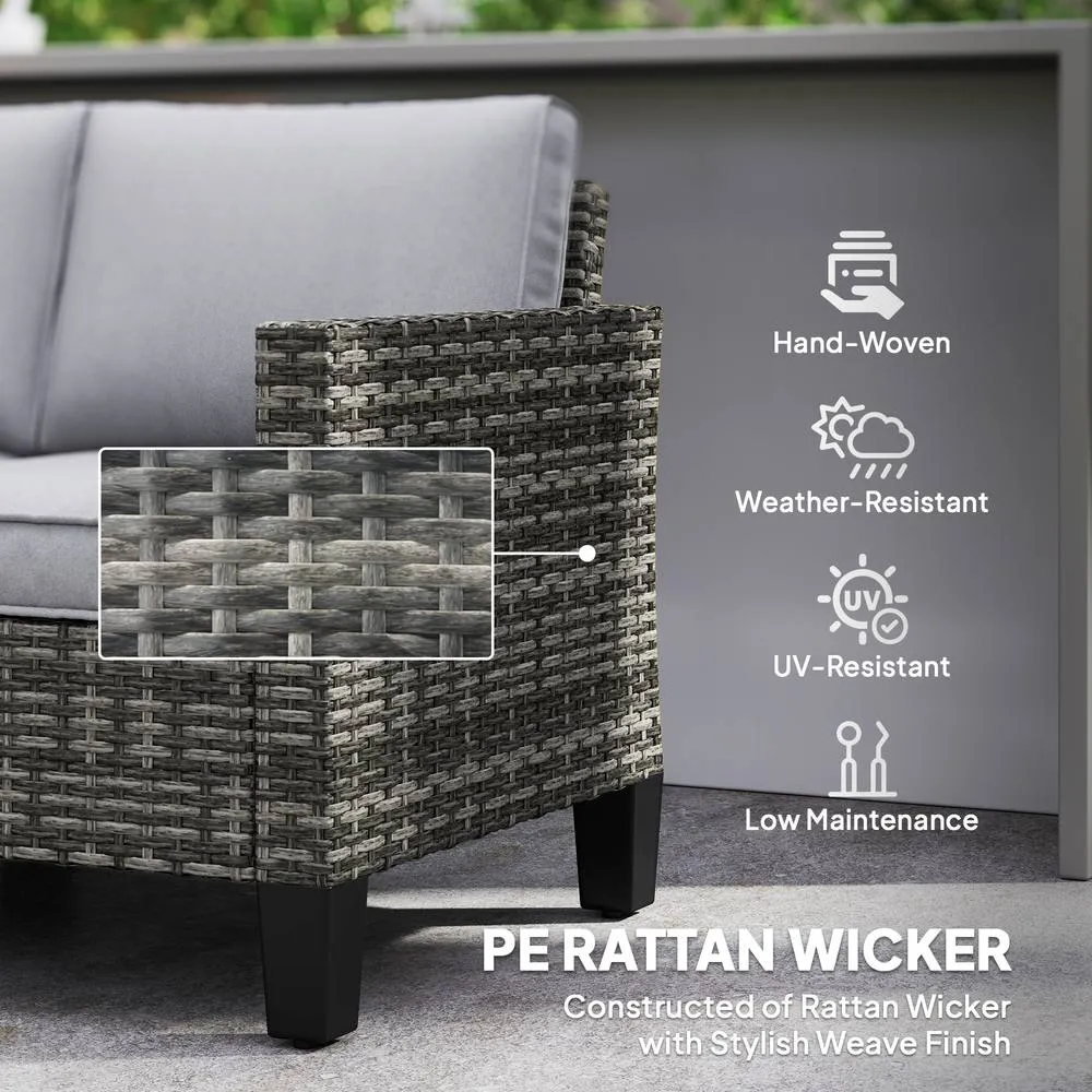 OUTSUNNY Rattan Sofa with Cushions, 2 Seater Garden Furniture, Dark Grey 5