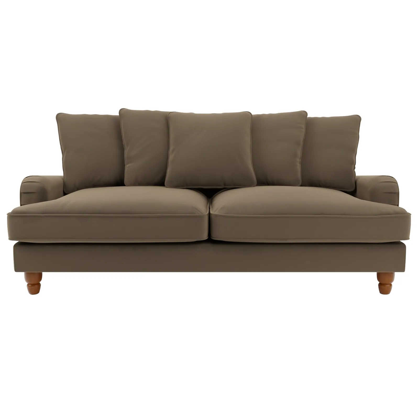 Beatrice Scatter Back Velvet 3 Seater Sofa Bed Brown