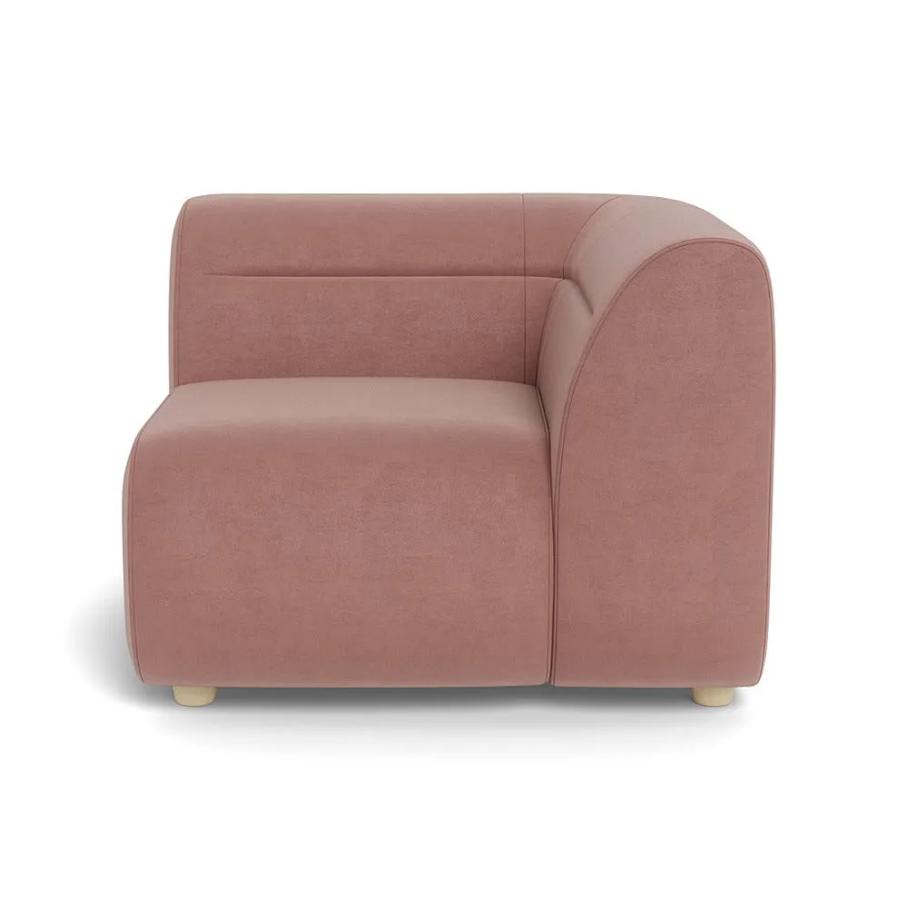 Heal's Lilli Corner Unit Right Module Smart Luxe Velvet Dusky Pink Natural Beech Feet 1