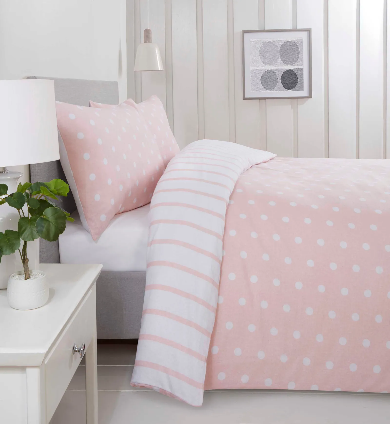 Rapport Home Spots & Stripes Microfibre Duvet Set in Pink