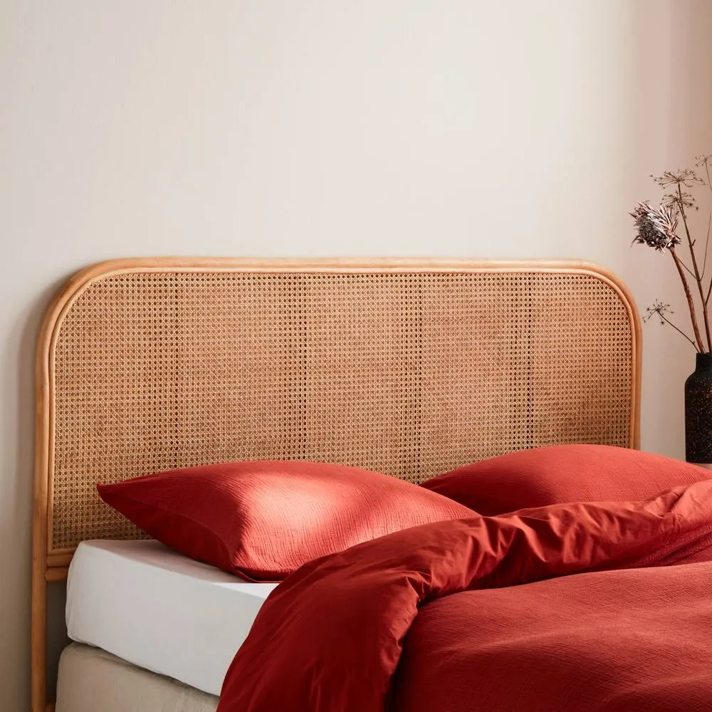 sweeek Natural Rattan Headboard Queen Bed 160cm in Light Brown 3
