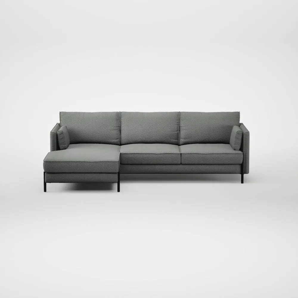 Heal's Tortona Left Hand Facing 4 Seater Corner Chaise Boucle Steel Black Feet 1