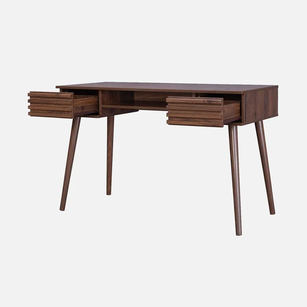 sweeek 2-drawers Wooden Effect Desk in Dark Brown 2