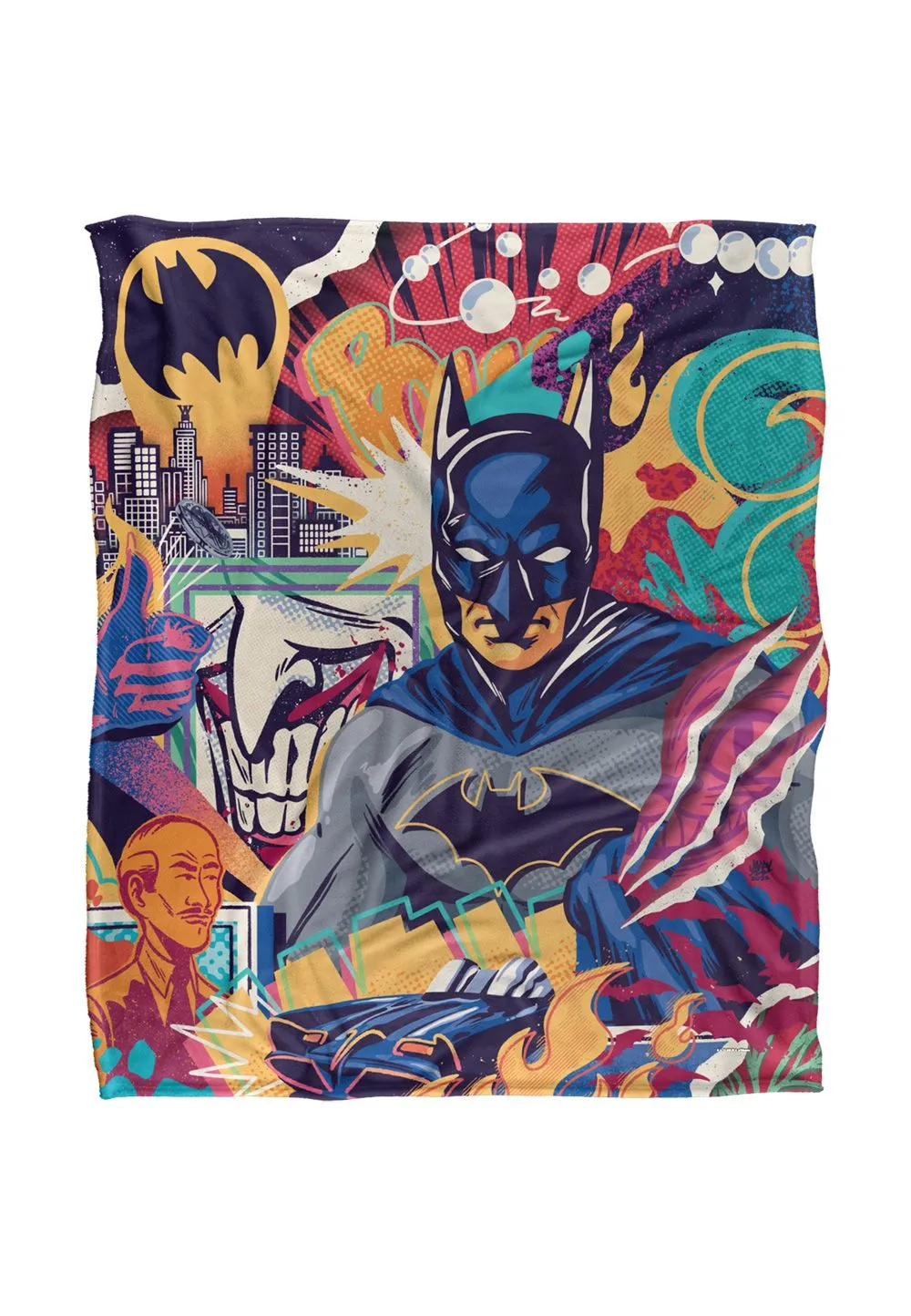 Warner Bros. Jappy Agoncillo Batman Silky Touch Super Soft Throw Blanket 152 X 127 cm in White