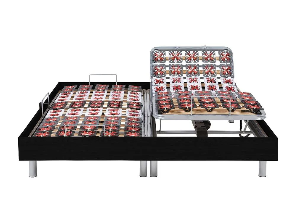 Vente-unique Electric Adjustable Bed 2X78 Black Wood Decorative Pads - 2 X 90 X 200 6