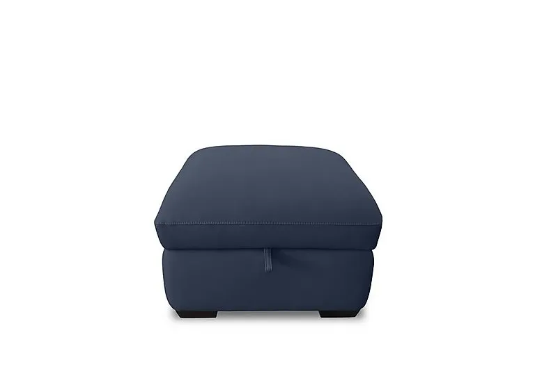 Restore Leather Storage Footstool - BV Ocean Blue