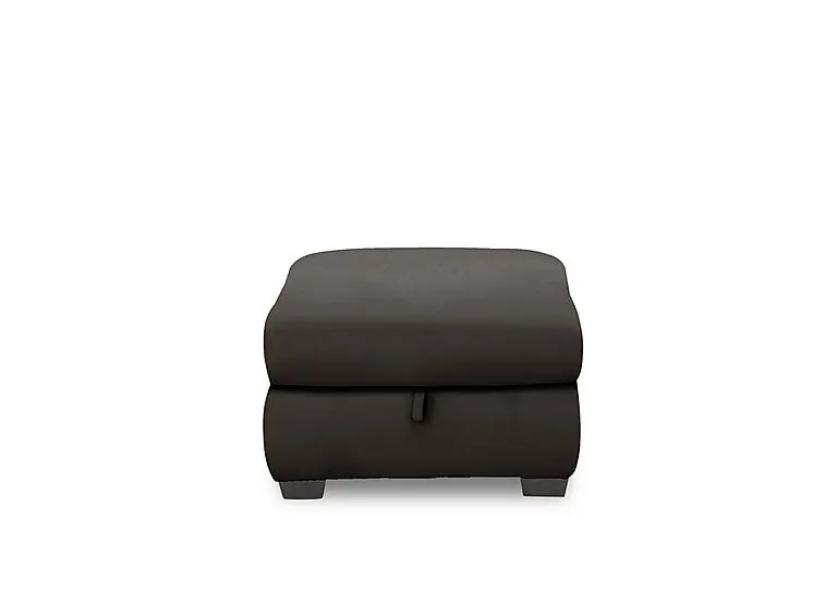 Nixon Leather Storage Footstool - Dark Chocolate