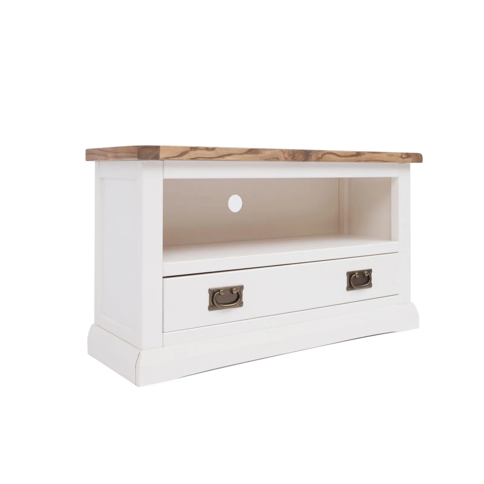 Cabinet Bits Cosenza Off-White 1 Drawer TV Cabinet Brass Drop Handle 2