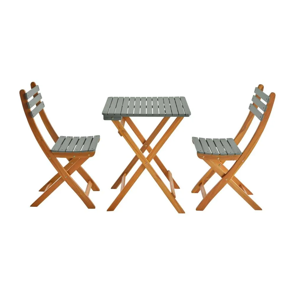 sweeek Acacia wood garden table, 2 folding chairs in Khaki 6