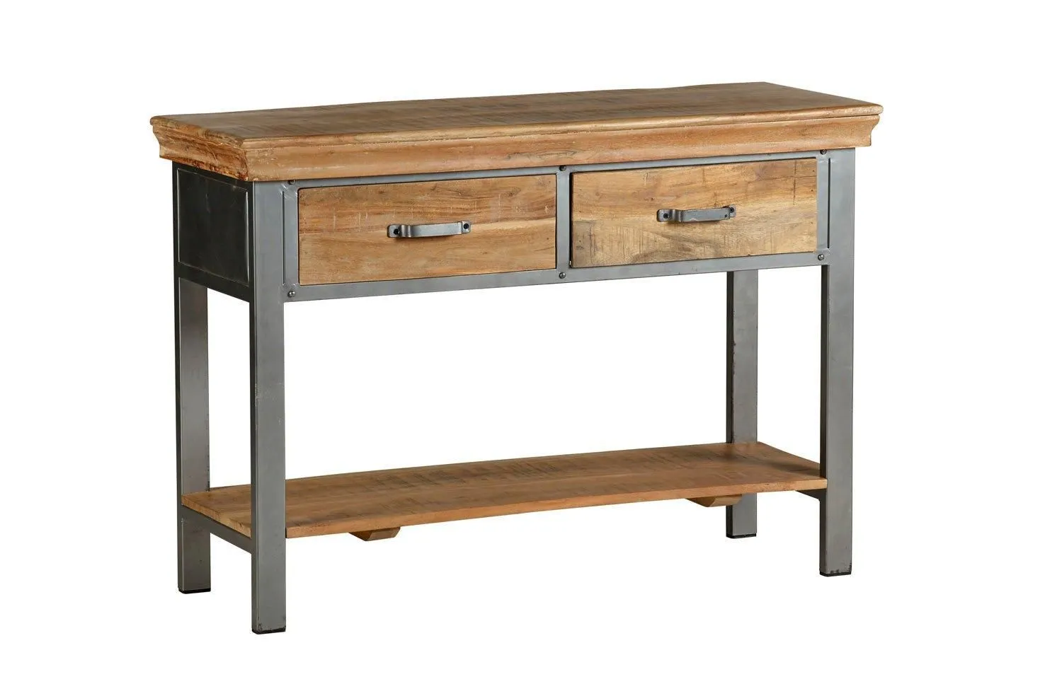 IH Design Hortence Industrial 2 Drawer Console Table in Brown 3