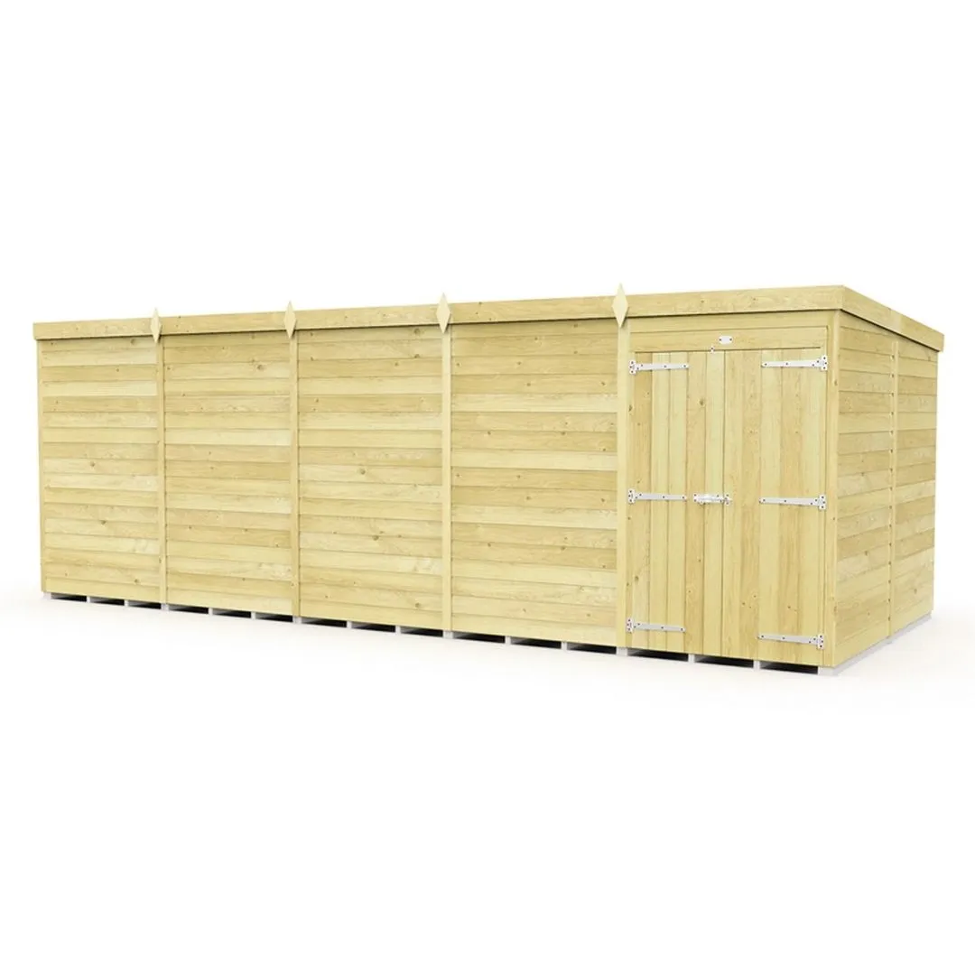 Buttercup Farm 20 x 8 Feet Pent Shed - Double Door W/O Window - L231 x W589 x H201 cm in Brown
