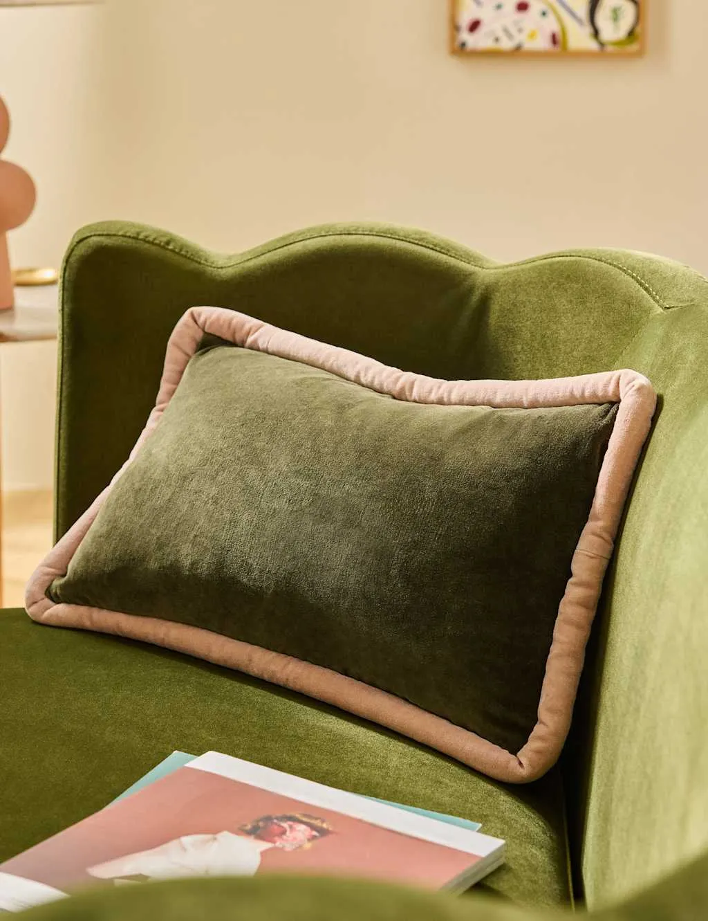 MADE Velvet Huxley Cushion Burgundy Mix