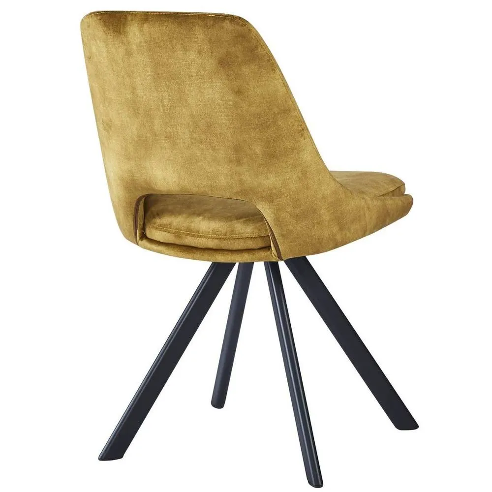 IH Design Mustard Velvet Swivel Dining Chair (Set of 2) 5