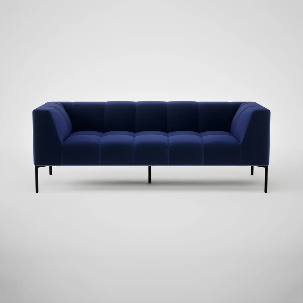 Heal's Quadro 3 Seater Sofa Nobilis Velvet Neptune Black Feet 1