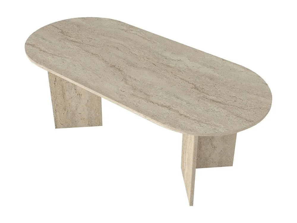 Vente-unique 8-Seater Dining Table - Beige Travertine Effect - TOPANIA 5
